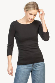 Lilla | P ¾ Length Sleeve Top in Black