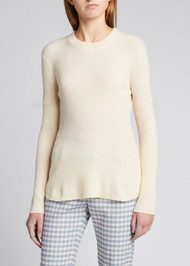 Altuzarra Frankie Cashmere Ribbed Peplum Sweater in Ivory, Size Small