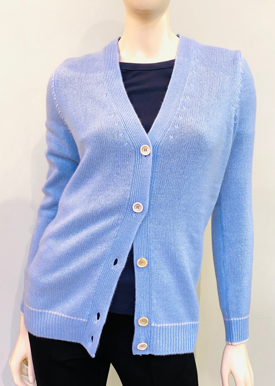powder blue cardigan