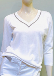 Fabiana Filippi Reversible Point Embellishment Cotton Sweater in White