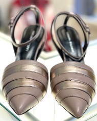 Fabiana Filippi Striped Pointed Toe Ankle Strap Sandals, Size 39