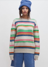 The Elder Statesman Pace Stripe Crewneck Sweater, Size Small