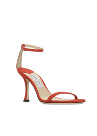 Jimmy Choo Marin 90 Suede Sandals in Mandarin Red, Size 39