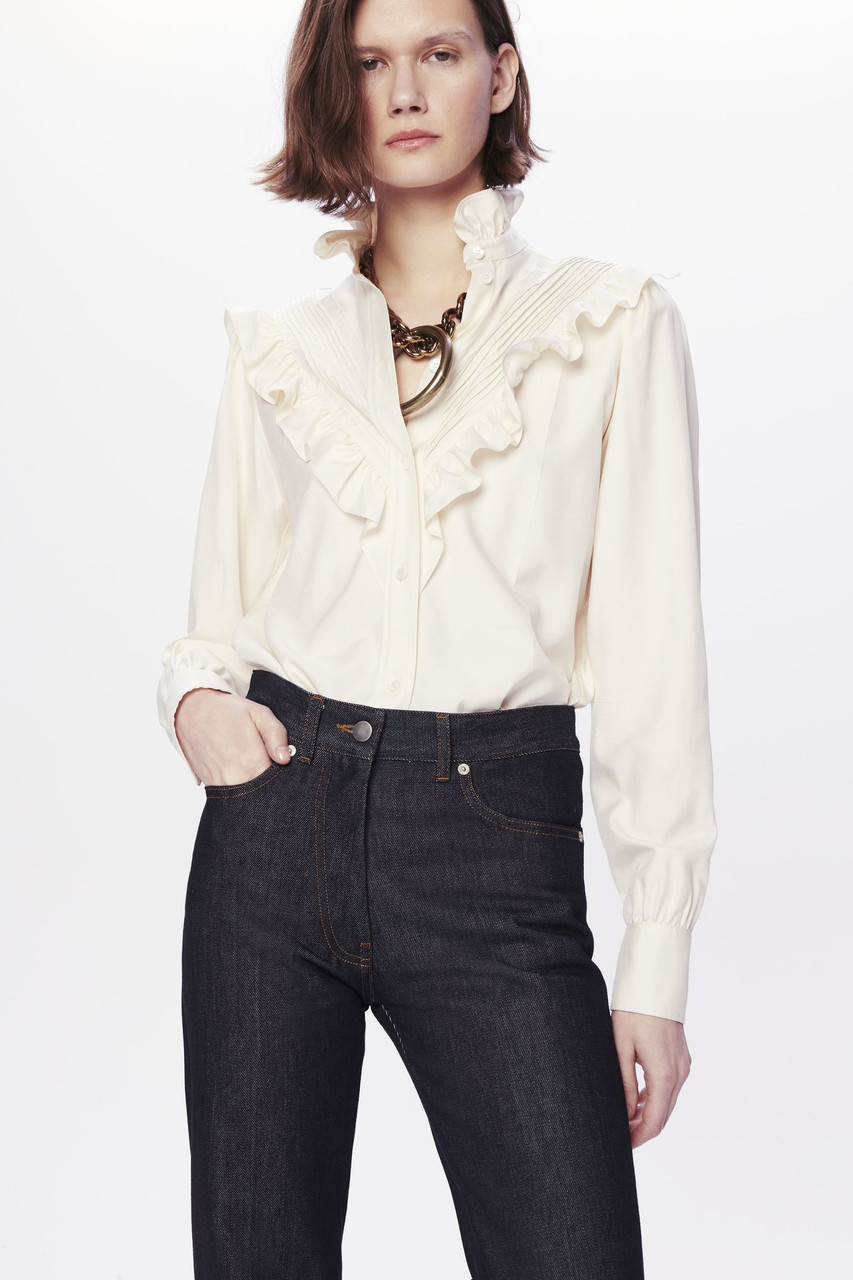Victoria Beckham Victoriana Ruffle-Detail Blouse in Off-White