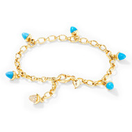 Tamara Comolli 18K Yellow Gold Mikado Sleeping Beauty Turquoise and Diamond Pave Charm Bracelet