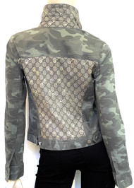 Designer Embellished Denim Jacket - Multi Camo, X-Small