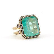 *RESERVE TODAY* Sylva & Cie. 18K Yellow Gold Colombian Emerald Ring, Size 6.5