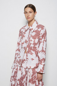 Jonathan Simkhai Tina Poplin Shirt in Shadow Sienna Floral