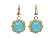 *PRE-ORDER* Armenta 18K Yellow Gold and Blackened Sterling Silver Cushion Shaped Turquoise Drop Earrings