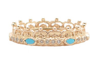 *PRE-ORDER* Armenta 14K Rose Gold Scalloped Half-Crown Turquoise Stack Ring