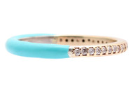 *PRE-ORDER* Armenta 14K Rose Gold and Sterling Silver Half Pave, Half Turquoise Enamel Stack Band Ring