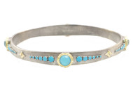 *PRE-ORDER* Armenta 18K Yellow Gold and Grey Sterling Silver Multi-Stone Turquoise/Quartz Doublet Bangle Bracelet