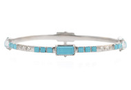*PRE-ORDER* Armenta Sterling Silver Multi-Stone Turquoise/White Quartz Doublet Bangle Bracelet