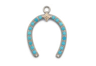 *PRE-ORDER* Armenta 14K Rose Gold and Grey Sterling Silver Large Crivelli and Turquoise Horseshoe Charm