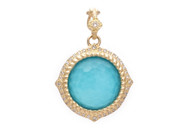 *PRE-ORDER* Armenta 18K Yellow Gold and Sterling Silver Round Turquoise Statement Pendant