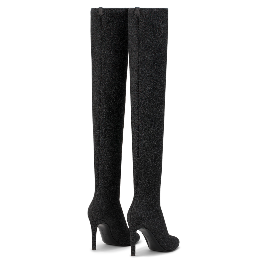 thigh high shimmer boots