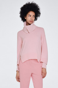 Dorothee Schumacher Timeless Ease Turtleneck Sweater in Rose Patch
