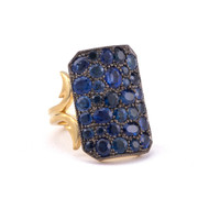 Sylva & Cie. 18K Yellow Gold and Sterling Silver Reclaimed Sapphire Ten Table Ring