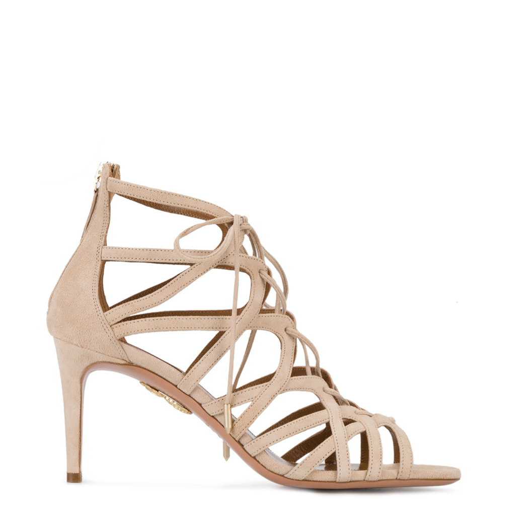 Aquazzura Trinity Chunky Heel Pump 50Black Suede