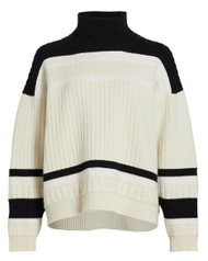 Barrie Color Blocked Turtleneck Cashmere Pullover in White Undyed/Black
