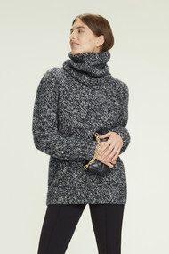 Dorothee Schumacher Hyper Luxury Turtleneck Sweater in Black/White Melange