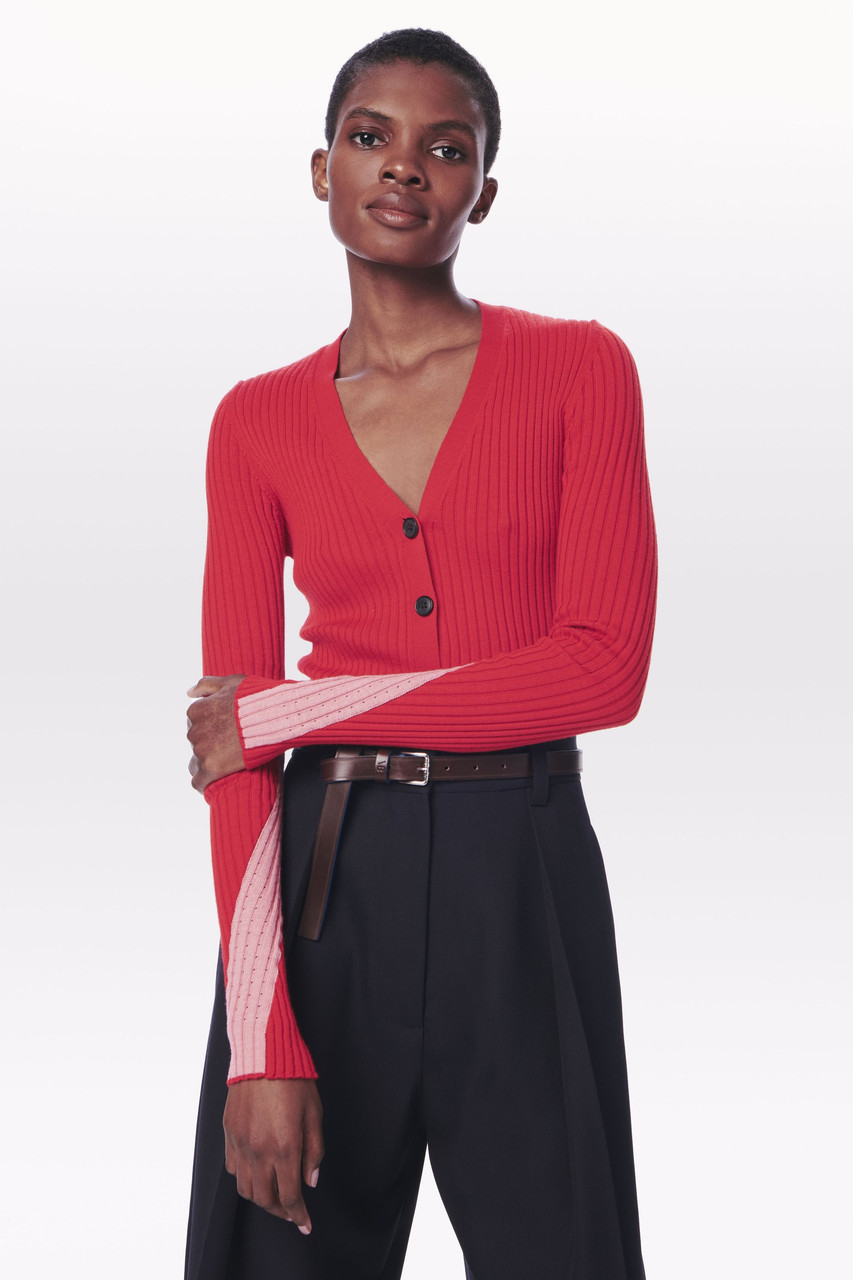 Victoria Beckham Fitted Rib Cardigan in 