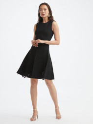 Oscar de la Renta Wool Blend Lace Insert Dress in Black (Size 10)