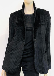 Fabiana Filippi Velvet Alpha Jacket in Black, Size 40