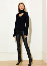 Susan Bender Stretch Leather Zipper Pants in Black Leather