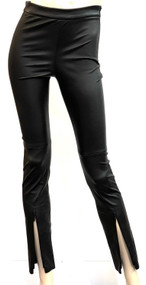 Susan Bender Stretch Leather Zipper Pants in Black Leather