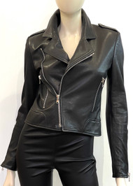 Susan Bender Everyday Biker Jacket in Black Leather, Size 4