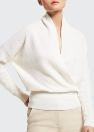 Michael Kors Open Wrap Shaker Sweater in Optic White