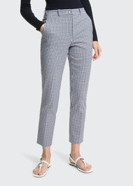 Michael Kors Samantha Gingham Cotton Trousers in Midnight/White