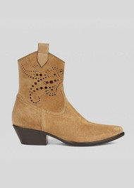 Etro Women's Suede Perforated Ankle Boot in Beige