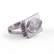 Sylva & Cie. 18K White Gold Marquis Diamond Renee Ring, Size 6 3/4