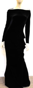 Chiara Boni La Petite Robe Black Cassandre Velvet Gown in Black (Size 48)