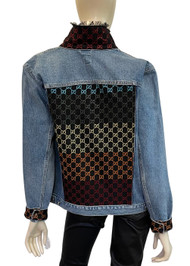 Designer Embellished Denim Jacket - Multi Denim, X-Large