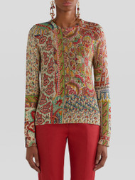Etro Silk and Linen Sweater with Patchwork Print