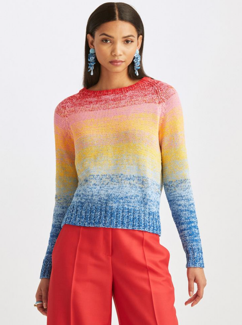 la Renta Ombre Marled Pullover Sweater