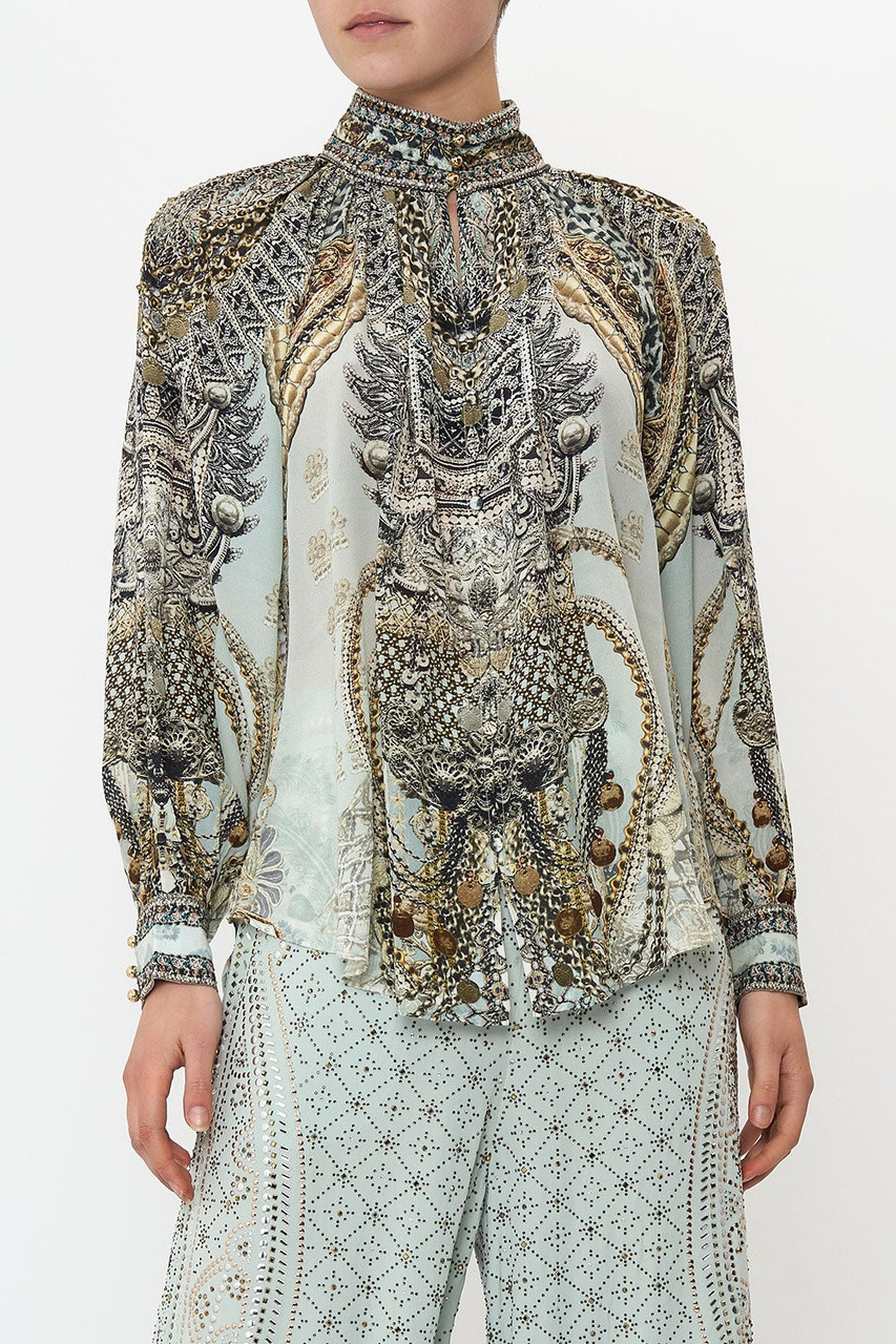 Camilla raglan button up shirt clearance