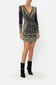 Camilla V-Neck Cross Front Dress in Its All Over Torero