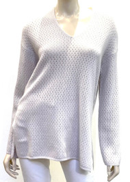 SMINFINITY Dotted V-neck Top in Sand