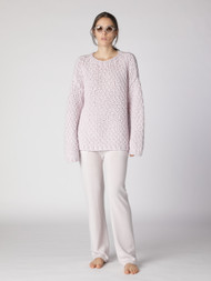 SMINFINITY Handknit Moss Stitch Sweater in Blush, Size X-Small/Small