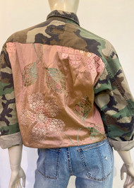 Augustina's Dusty Rose Embellished Cropped Camo Jacket