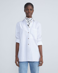 Lafayette 148 New York Organic Cotton Poplin Button-Down Shirt in White