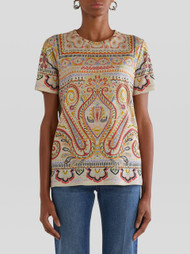 Etro Jersey T-Shirt with Paisley Print in White