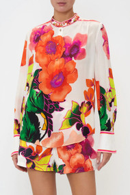 Camilla Placket Blouse in Pretty as a Poppy