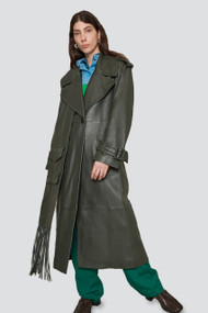 *PRE-ORDER* MARGOT92 Karoline Coat with Removable Scarf in Emerald Green