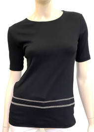 Fabiana Filippi Ribbed Cotton Embellished Jersey T-Shirt in Black
