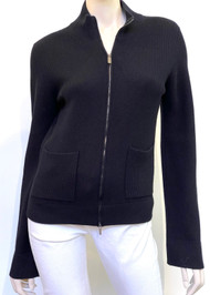 Fabiana Filippi High Neck Ribbed Zipped Sweater in Black